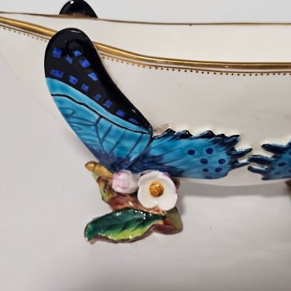 Unusual George Jones Majolica for Minton Butterfly Dish 19.5cm