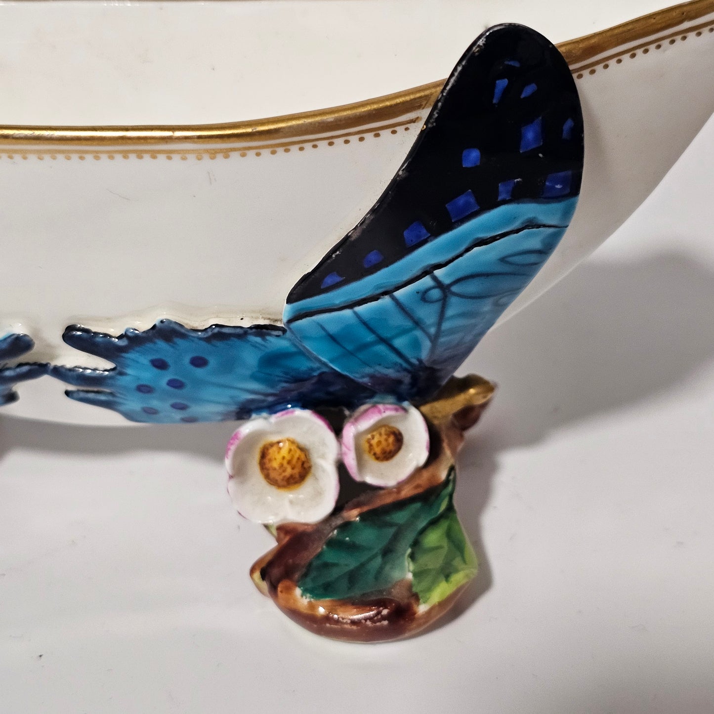 Unusual George Jones Majolica for Minton Butterfly Dish 19.5cm