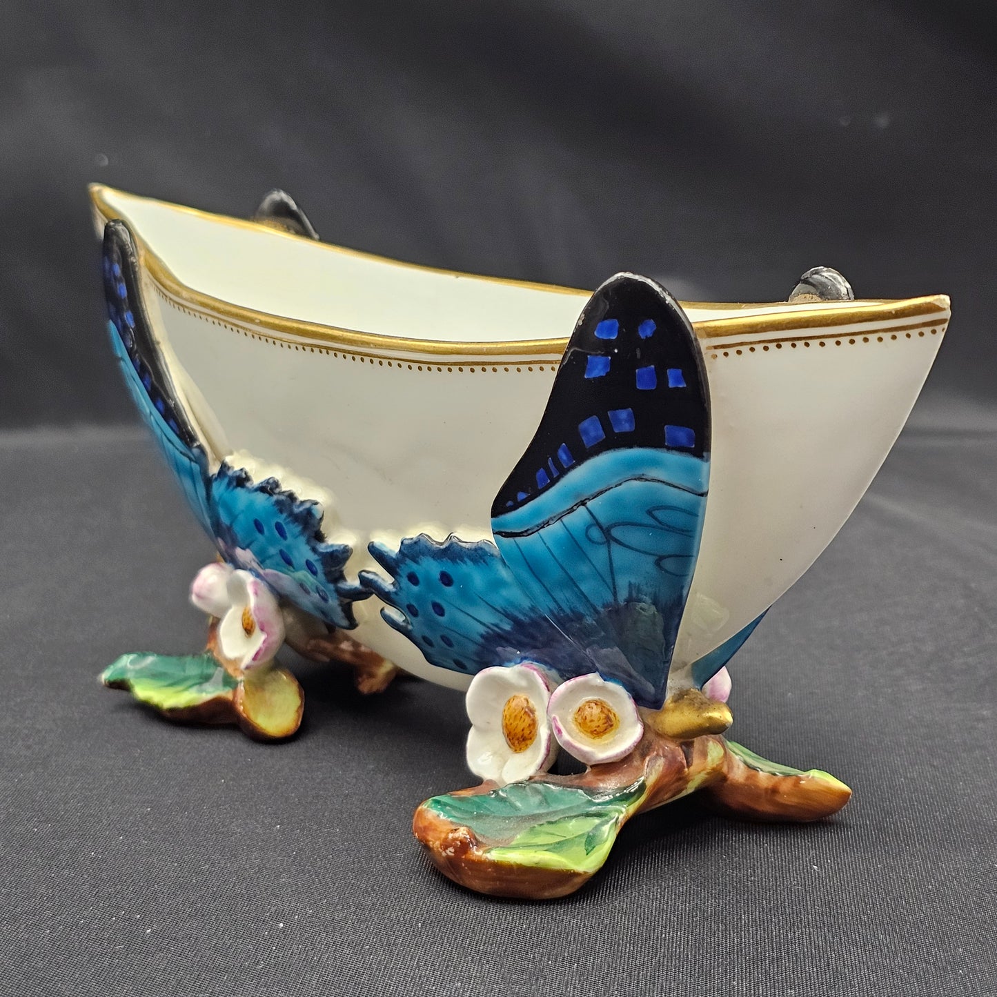 Unusual George Jones Majolica for Minton Butterfly Dish 19.5cm