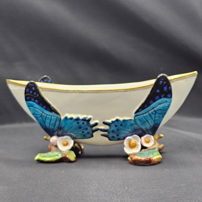 Unusual George Jones Majolica for Minton Butterfly Dish 19.5cm