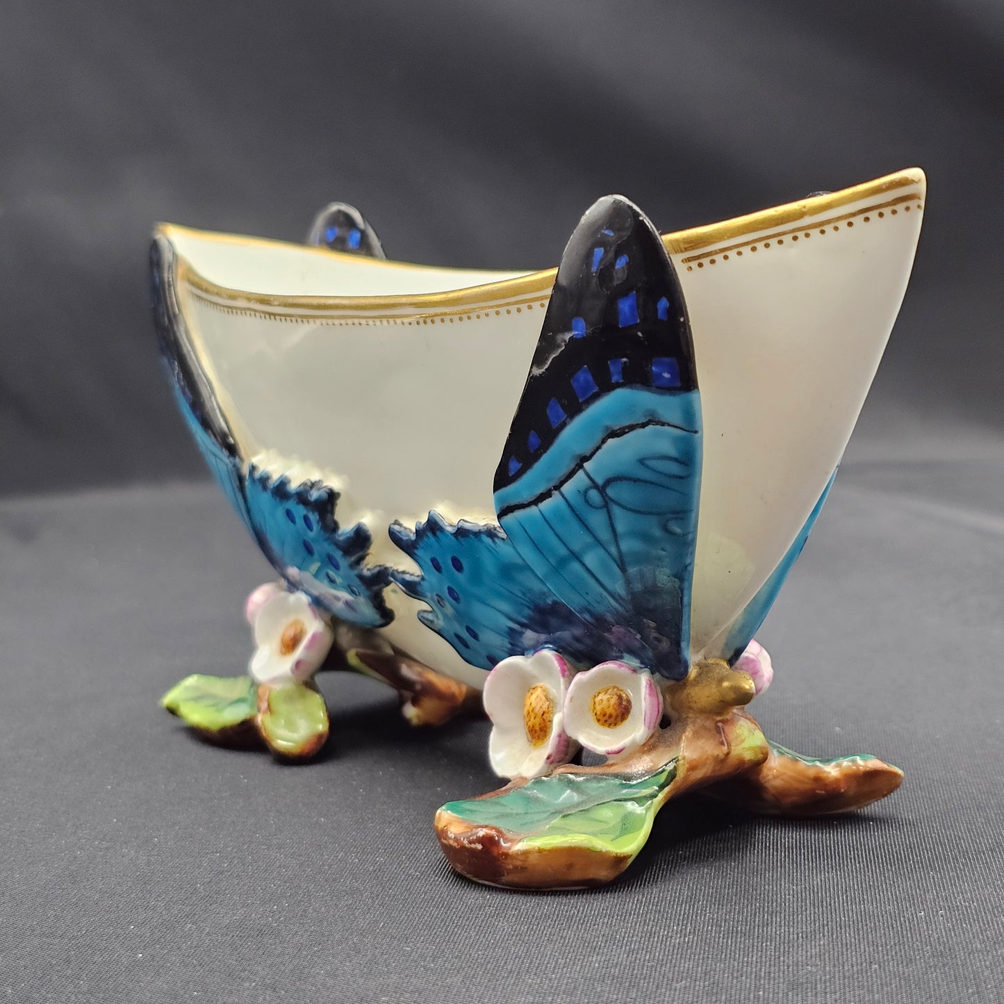 Unusual George Jones Majolica for Minton Butterfly Dish 19.5cm