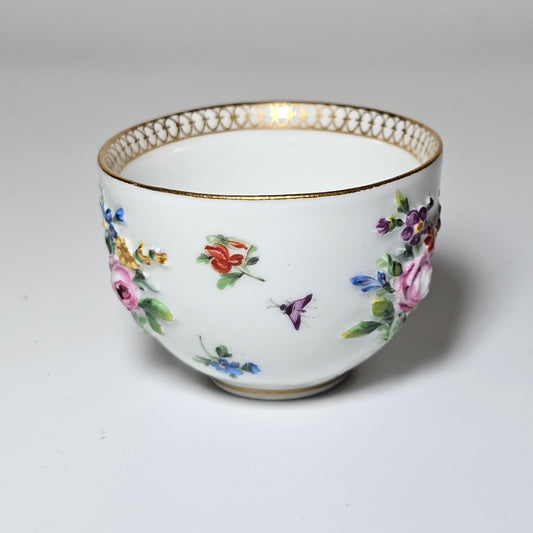 Meissen Flower Encrusted Tea Bowl C.1890-1900