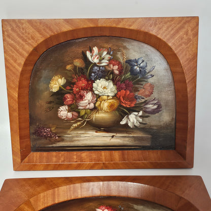 Fine Decorative Pair Of Still Life Oils By E.M.Ball On Panel C1920s