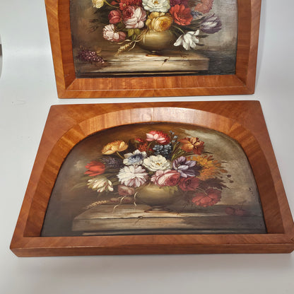 Fine Decorative Pair Of Still Life Oils By E.M.Ball On Panel C1920s