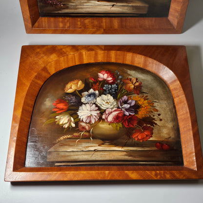 Fine Decorative Pair Of Still Life Oils By E.M.Ball On Panel C1920s