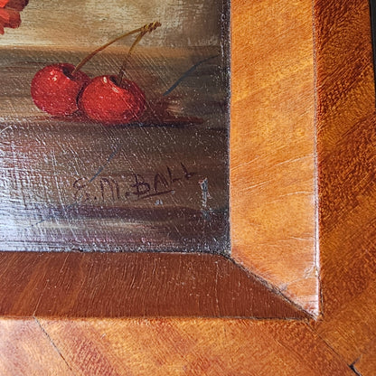 Fine Decorative Pair Of Still Life Oils By E.M.Ball On Panel C1920s