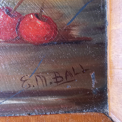 Fine Decorative Pair Of Still Life Oils By E.M.Ball On Panel C1920s
