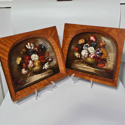 Fine Decorative Pair Of Still Life Oils By E.M.Ball On Panel C1920s