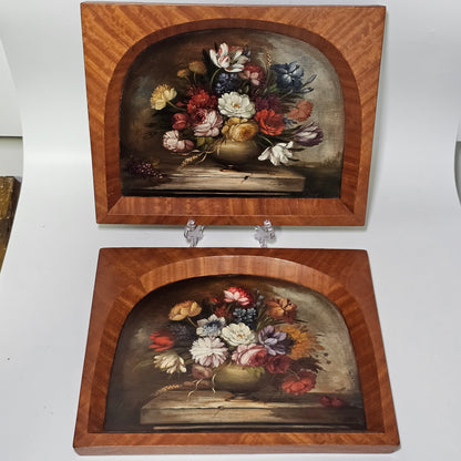 Fine Decorative Pair Of Still Life Oils By E.M.Ball On Panel C1920s