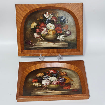 Fine Decorative Pair Of Still Life Oils By E.M.Ball On Panel C1920s
