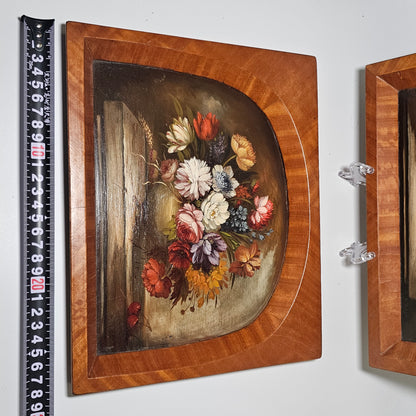 Fine Decorative Pair Of Still Life Oils By E.M.Ball On Panel C1920s