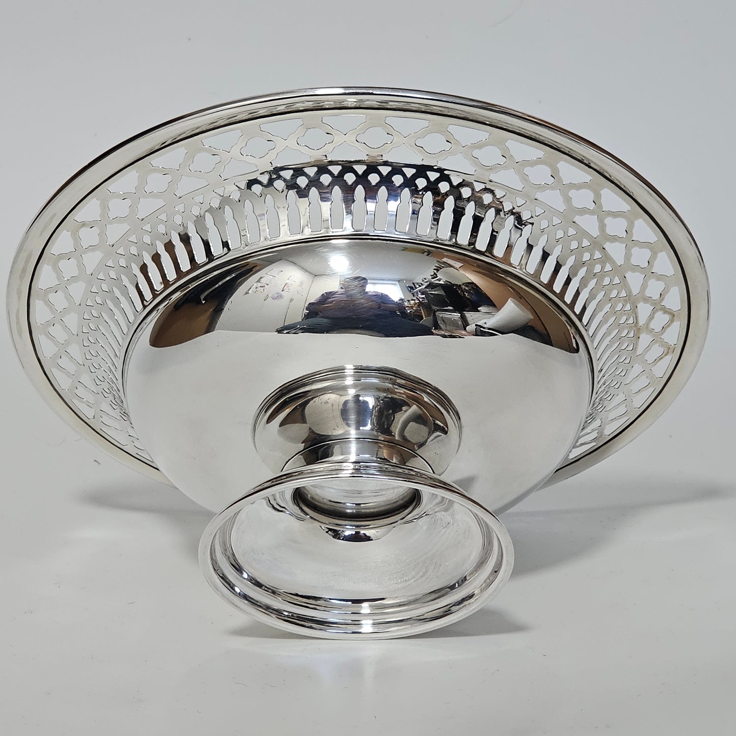 Delightful Silver Fretted Fruit Bowl on Pedestal Foot Barker Brothers 1925