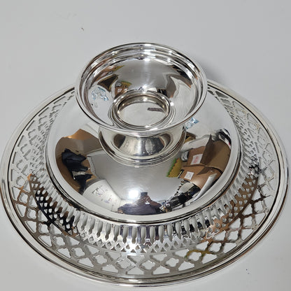 Delightful Silver Fretted Fruit Bowl on Pedestal Foot Barker Brothers 1925