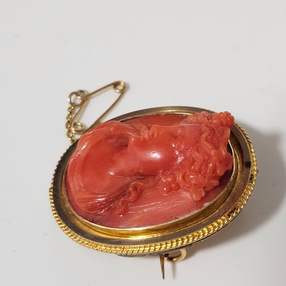 Delightful Carved Cameo in Gold Mounted Brooch c1890