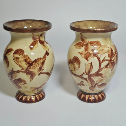 A Pair of Late 19thc Doulton Lambeth Faience Vases