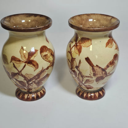 A Pair of Late 19thc Doulton Lambeth Faience Vases