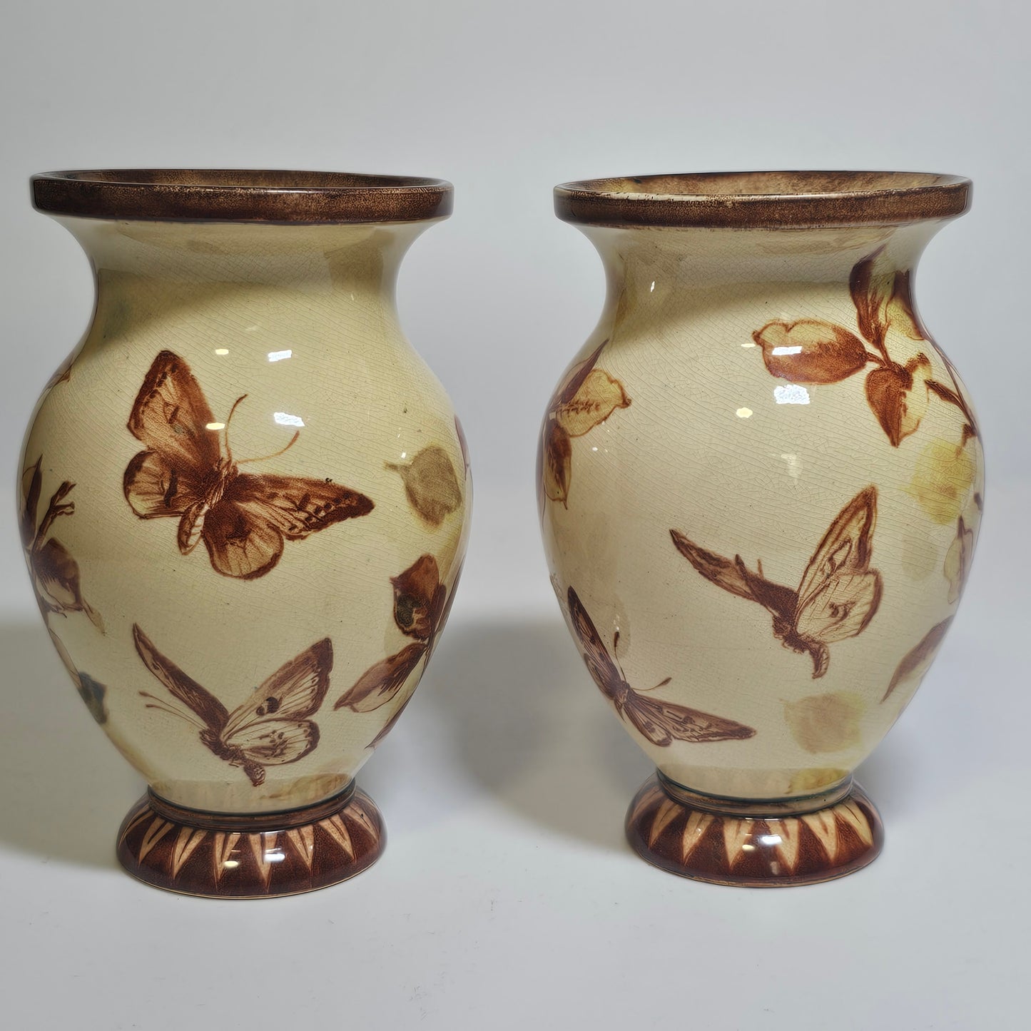 A Pair of Late 19thc Doulton Lambeth Faience Vases