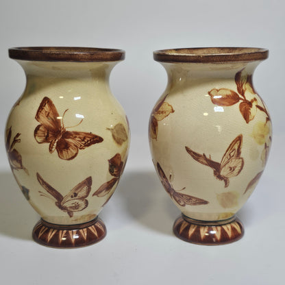 A Pair of Late 19thc Doulton Lambeth Faience Vases