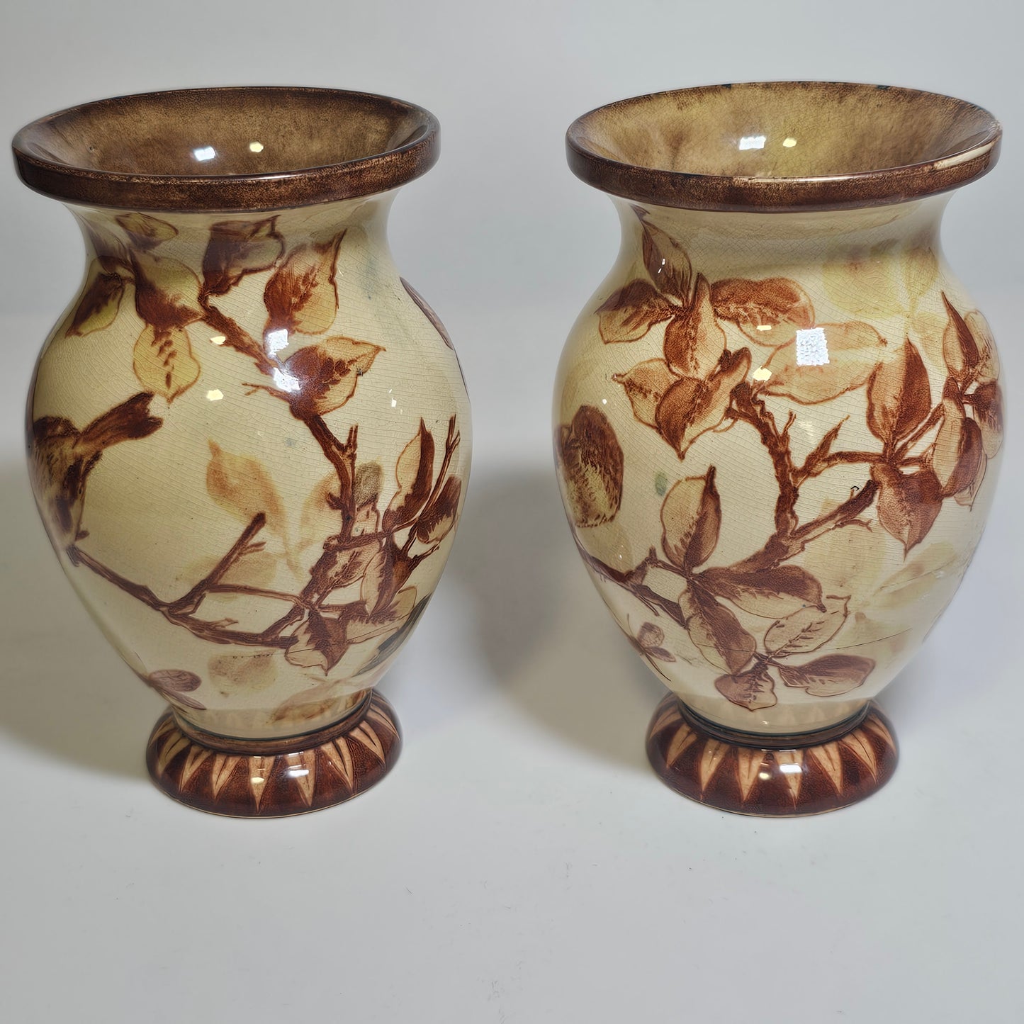 A Pair of Late 19thc Doulton Lambeth Faience Vases