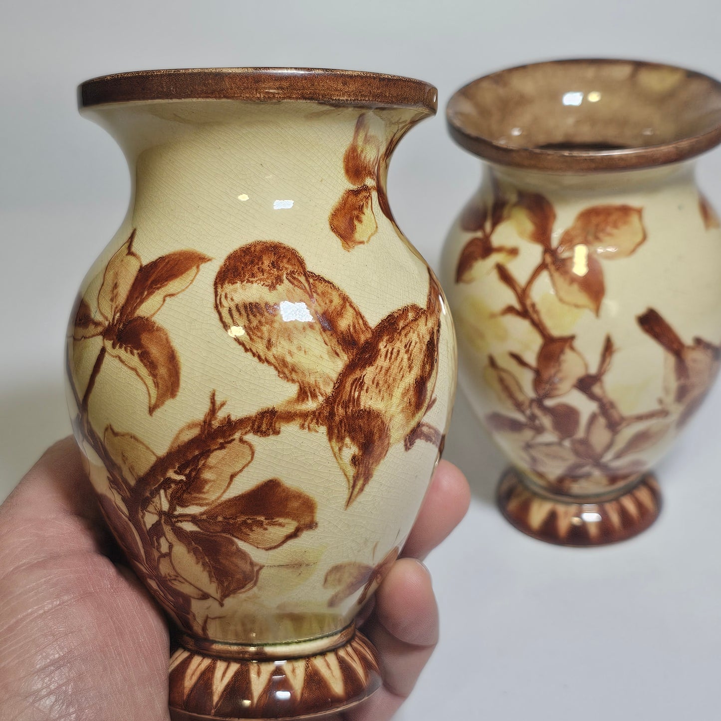 A Pair of Late 19thc Doulton Lambeth Faience Vases