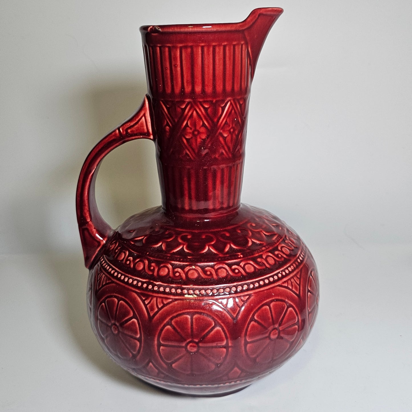 A Samuel Lear pottery jug, 1880s, designed after Christopher Dresser