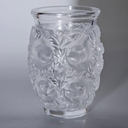 C1939 René Lalique Bagetelle Vase Deeply Moulded Birds Tree Signed 17.3cm Vgc