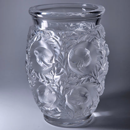 C1939 René Lalique Bagetelle Vase Deeply Moulded Birds Tree Signed 17.3cm Vgc