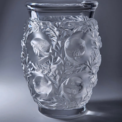 C1939 René Lalique Bagetelle Vase Deeply Moulded Birds Tree Signed 17.3cm Vgc