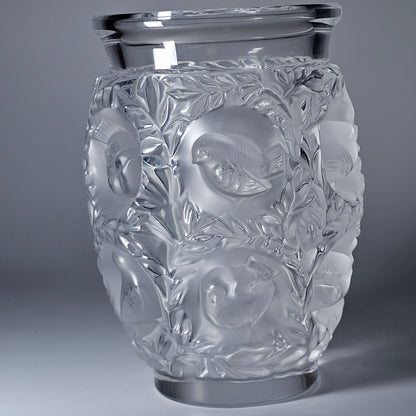 C1939 René Lalique Bagetelle Vase Deeply Moulded Birds Tree Signed 17.3cm Vgc
