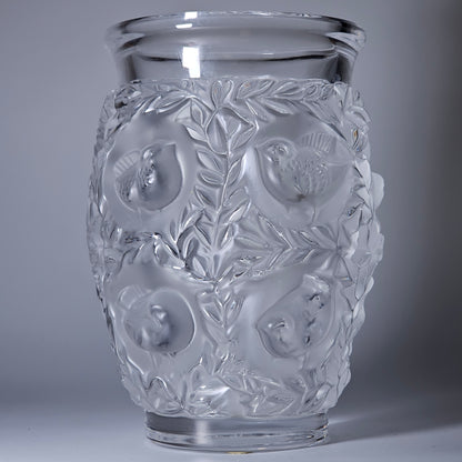 C1939 René Lalique Bagetelle Vase Deeply Moulded Birds Tree Signed 17.3cm Vgc