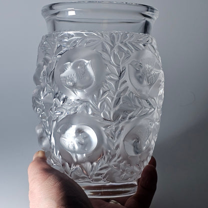 C1939 René Lalique Bagetelle Vase Deeply Moulded Birds Tree Signed 17.3cm Vgc
