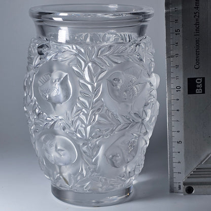 C1939 René Lalique Bagetelle Vase Deeply Moulded Birds Tree Signed 17.3cm Vgc