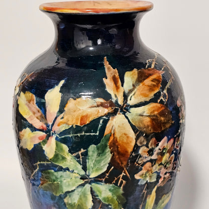 Exceptional Rare Large Bretby Art Pottery Impasto Floral Vase c1895 - Signed 'Trivett'