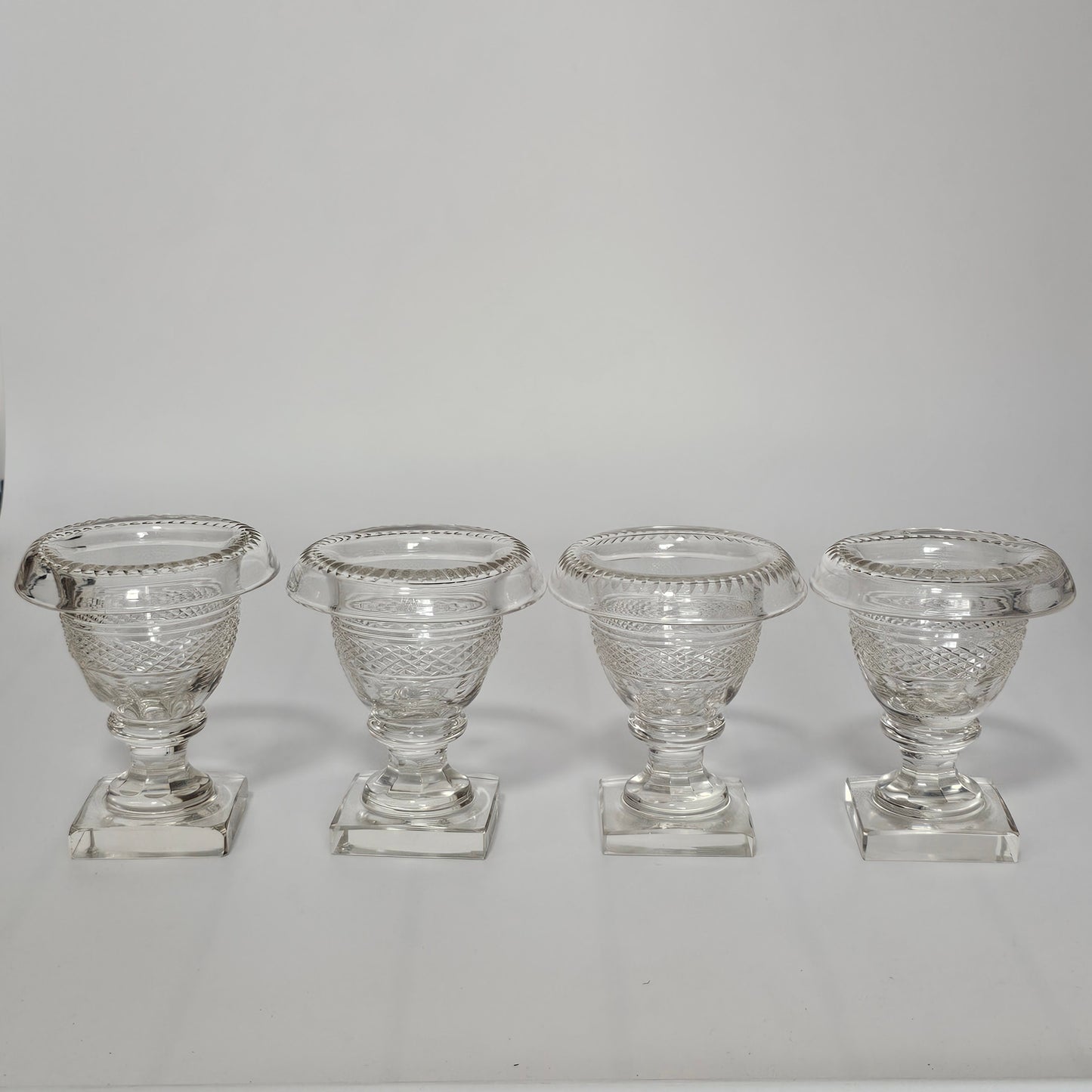 Beautiful Set of Four Late Regency/Mid 19thc Cut Glass Turnover Salts