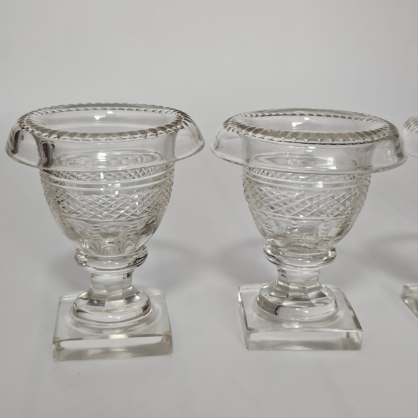 Beautiful Set of Four Late Regency/Mid 19thc Cut Glass Turnover Salts