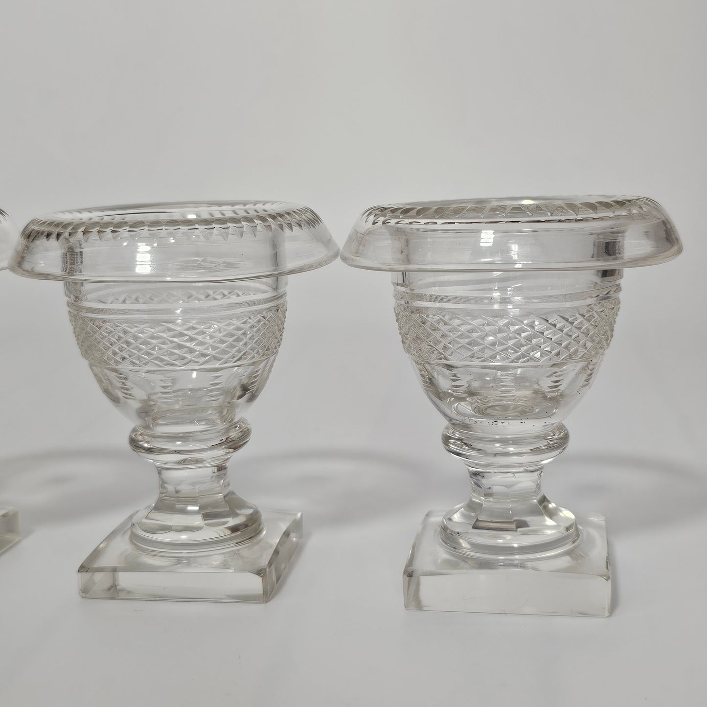 Beautiful Set of Four Late Regency/Mid 19thc Cut Glass Turnover Salts