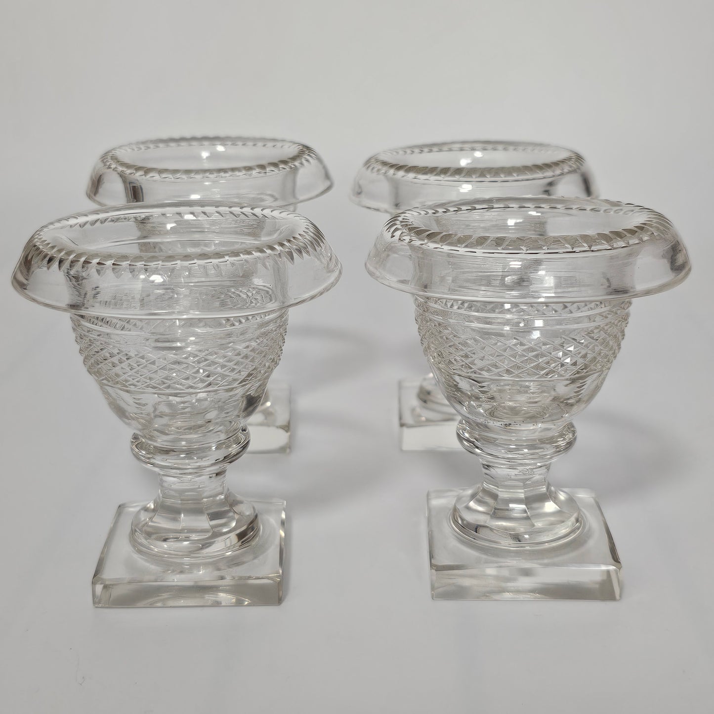 Beautiful Set of Four Late Regency/Mid 19thc Cut Glass Turnover Salts