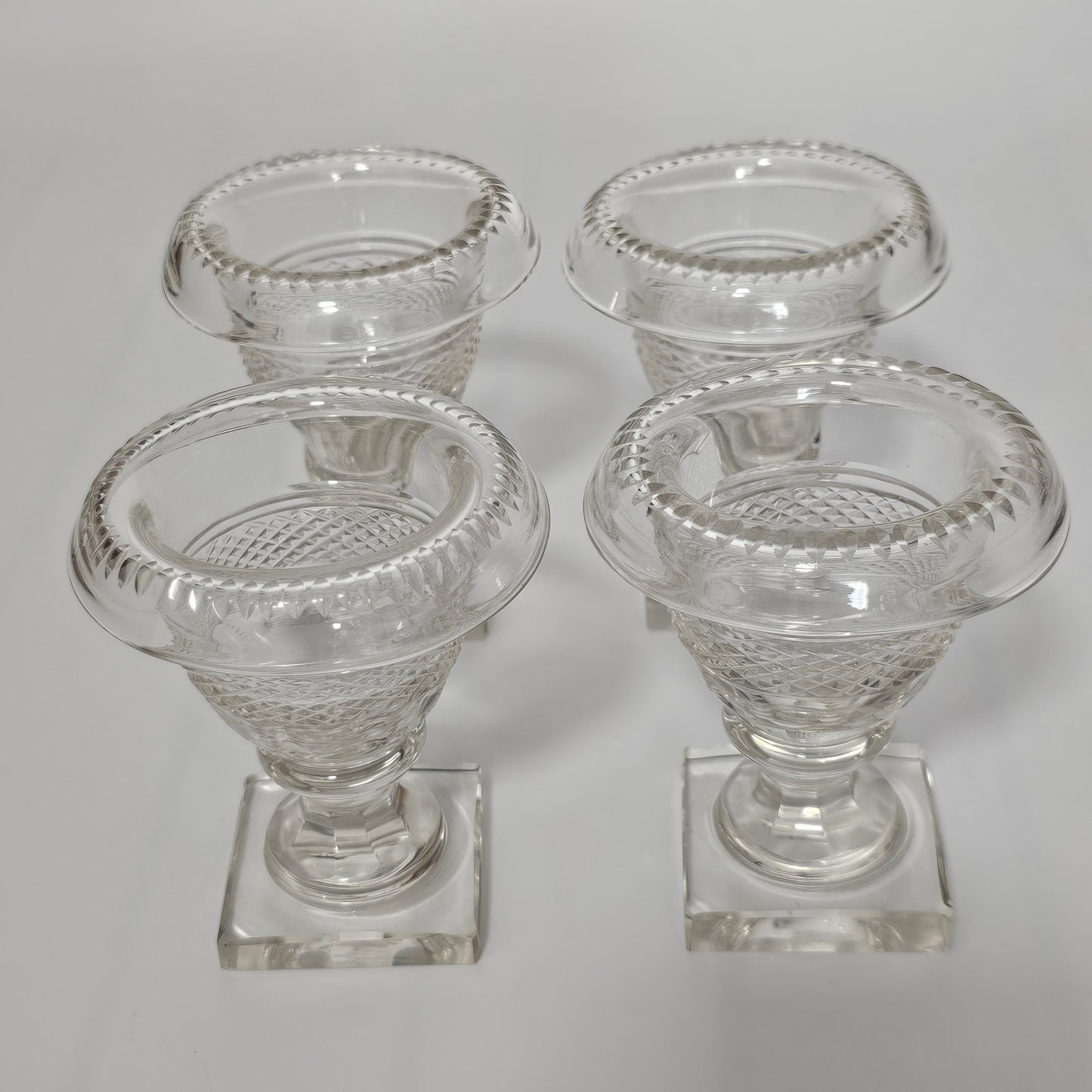 Beautiful Set of Four Late Regency/Mid 19thc Cut Glass Turnover Salts