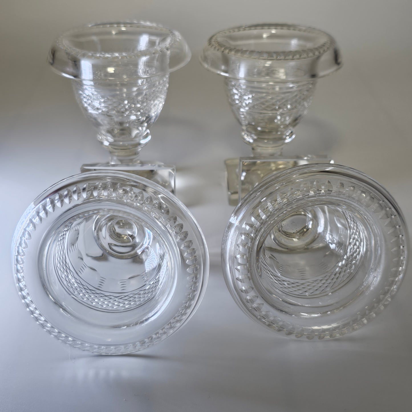 Beautiful Set of Four Late Regency/Mid 19thc Cut Glass Turnover Salts
