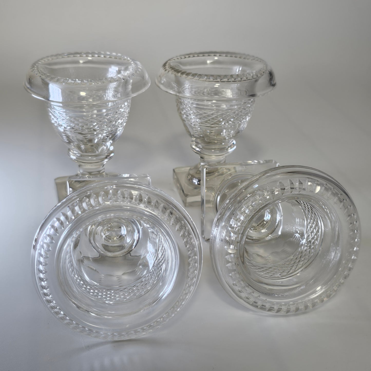 Beautiful Set of Four Late Regency/Mid 19thc Cut Glass Turnover Salts