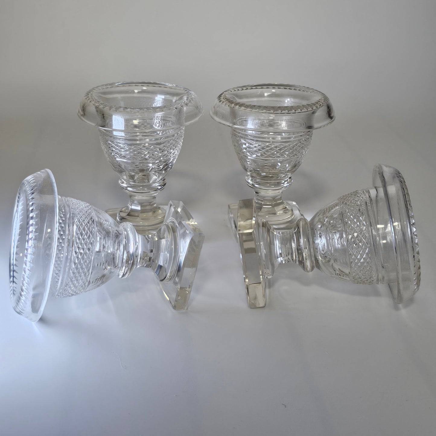 Beautiful Set of Four Late Regency/Mid 19thc Cut Glass Turnover Salts