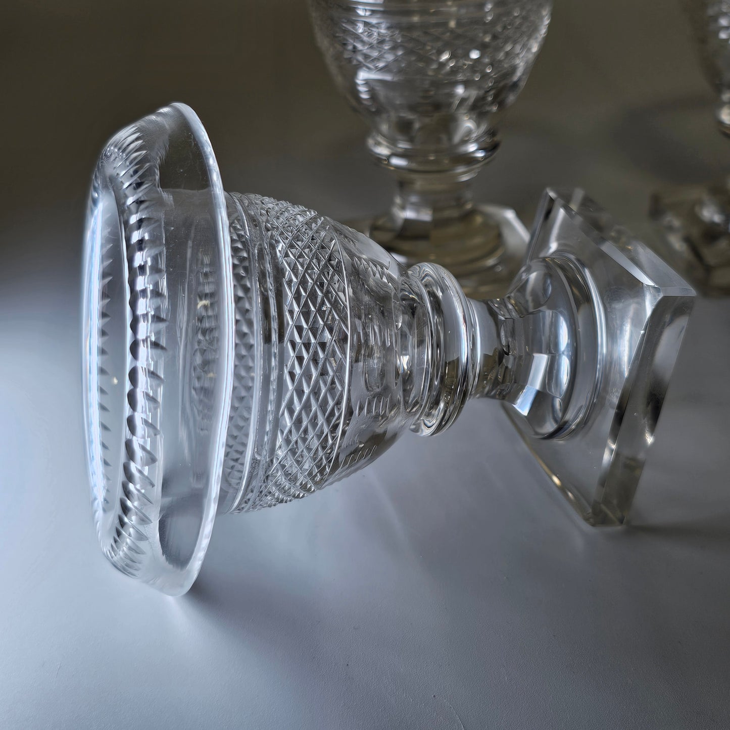 Beautiful Set of Four Late Regency/Mid 19thc Cut Glass Turnover Salts