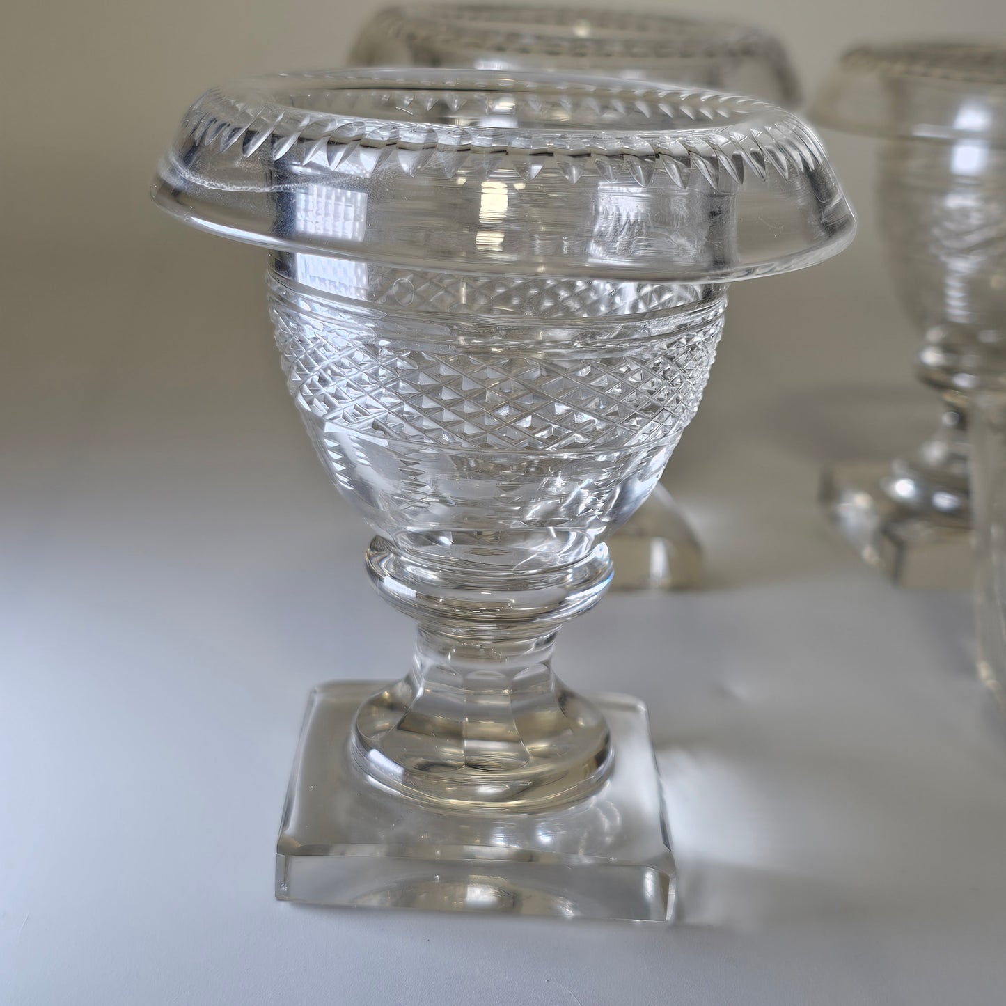 Beautiful Set of Four Late Regency/Mid 19thc Cut Glass Turnover Salts