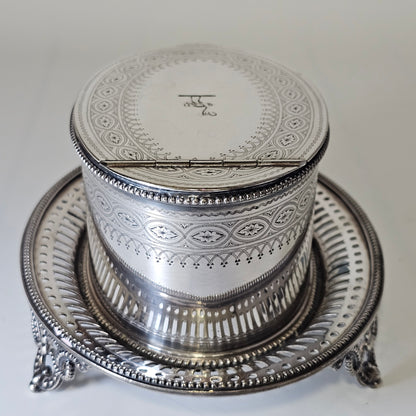 Superb Quality Elkington Oval Engraved Butter Dish , Cover & Liner c1880