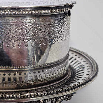 Superb Quality Elkington Oval Engraved Butter Dish , Cover & Liner c1880