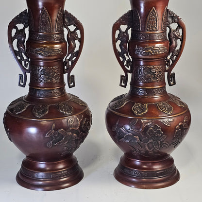 Japanese Meiji Period Bronze& Copper Vases c1900