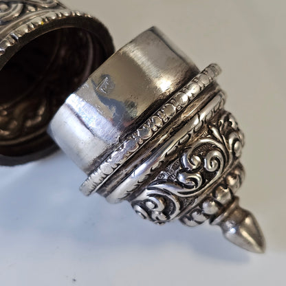 Mid-19th Century Ornate Silver Scroll Holder, Moroccan Jewish Judaica Antique