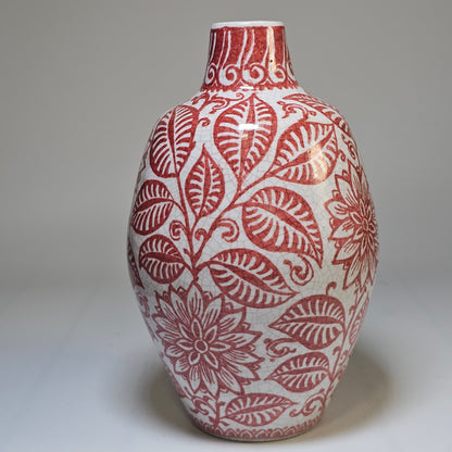 A Rare De Porcelyne Fles Dutch Delft Red Craquele Glaze Pottery Vase