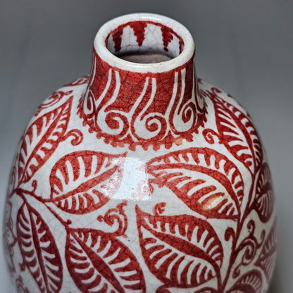 A Rare De Porcelyne Fles Dutch Delft Red Craquele Glaze Pottery Vase