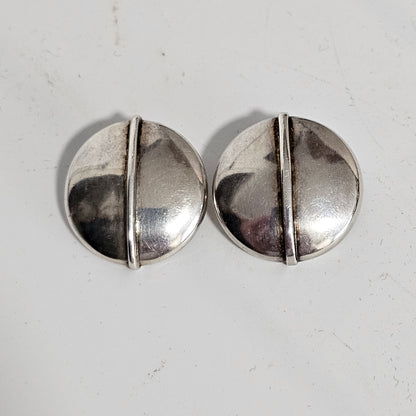Vintage Georg Jensen Sterling Silver Button Clip On Earrings